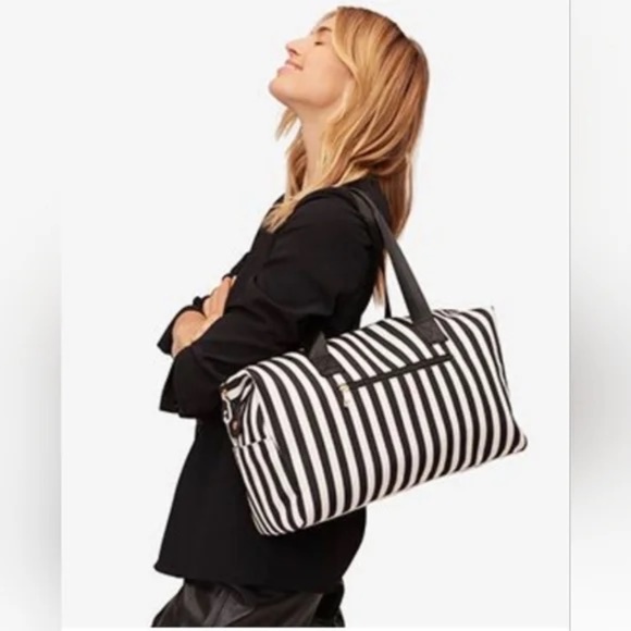 Alice + Olivia Handbags - NWOT Alice + Olivia Black & White Positano Striped Duffel Bag